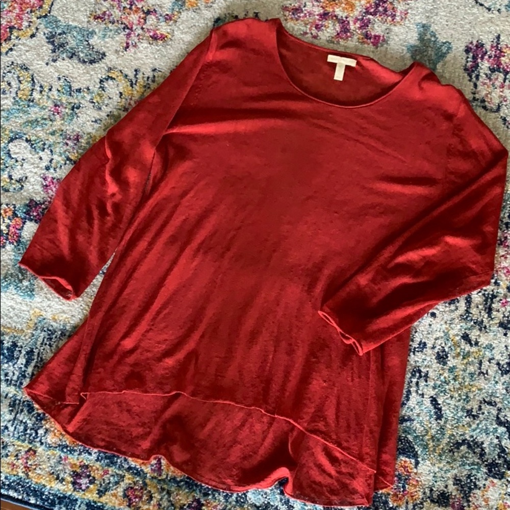 Eileen Fisher burgundy linen sweater - M